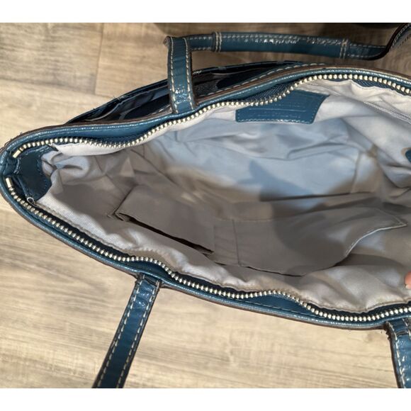 Coach 20429 Signature Teal Metallic File/Messenger Tote Bag - Picture 5 of 9